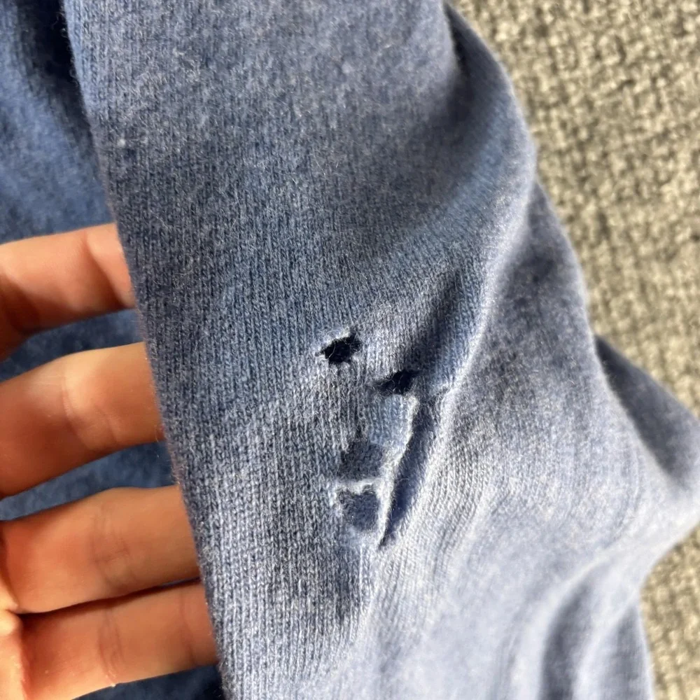 Mantovani Studio Sweater Mens Large Blue Cashmere‎ V Neck Knit Pullover Italy
